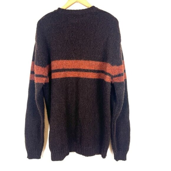 Vintage Structure Wool Sweater sz L Brown Orange Stripe Grunge Kurt Cobain Baggy - Picture 6 of 8